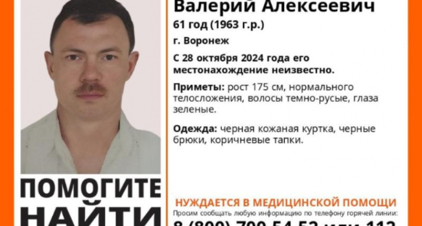 В Воронеже разыскивают пропавшего пенсионера, нуждающегося в медпомощи