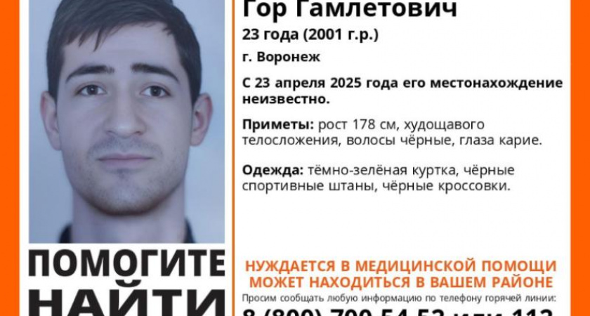 В Воронеже ищут пропавшего 23-летнего Гора Абрамяна