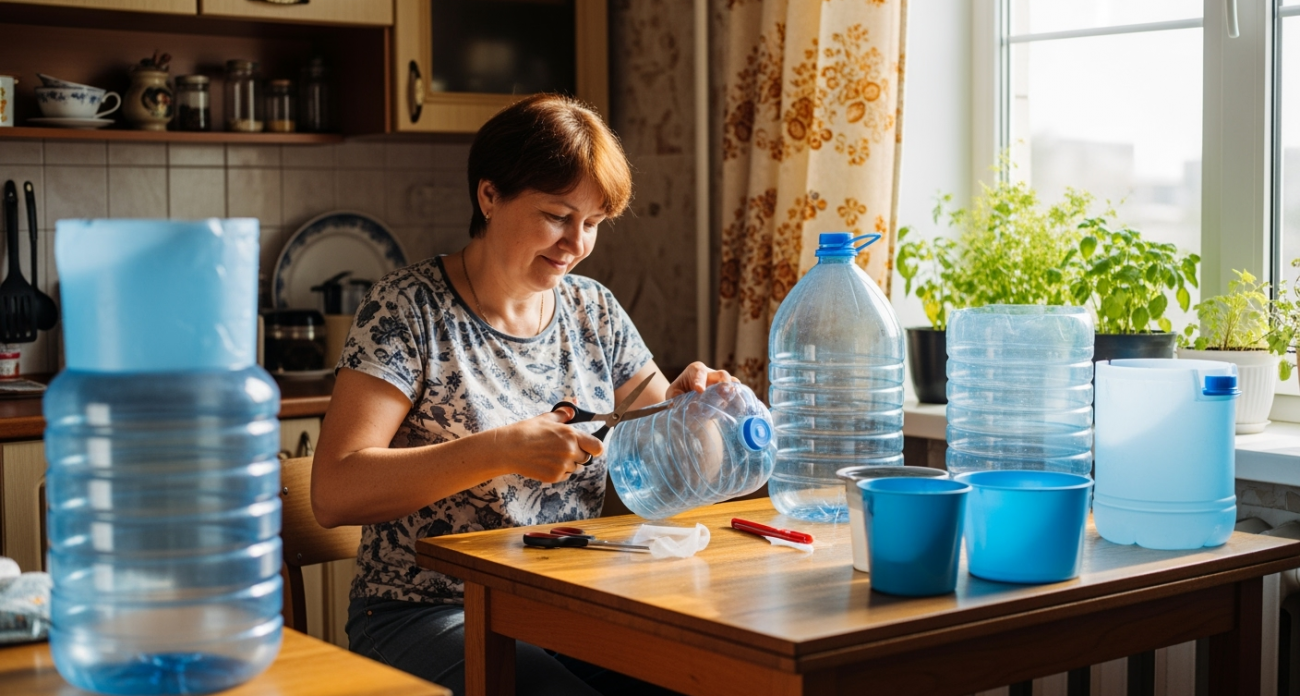 Пластиковые емкости 5 л храню — словно зеницу ока: вот что из них создаю — организация в доме теперь обеспечена