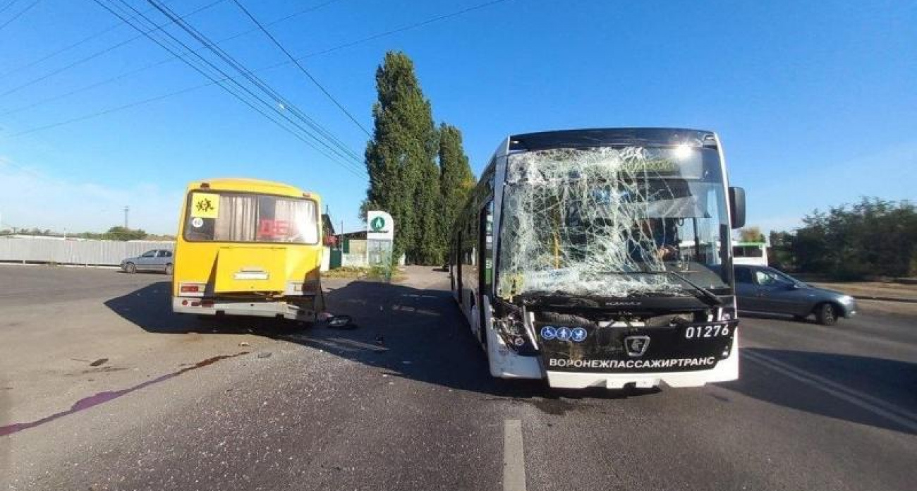 Школьный автобус протаранил рейсовый в Воронеже: двое пассажиров госпитализированы