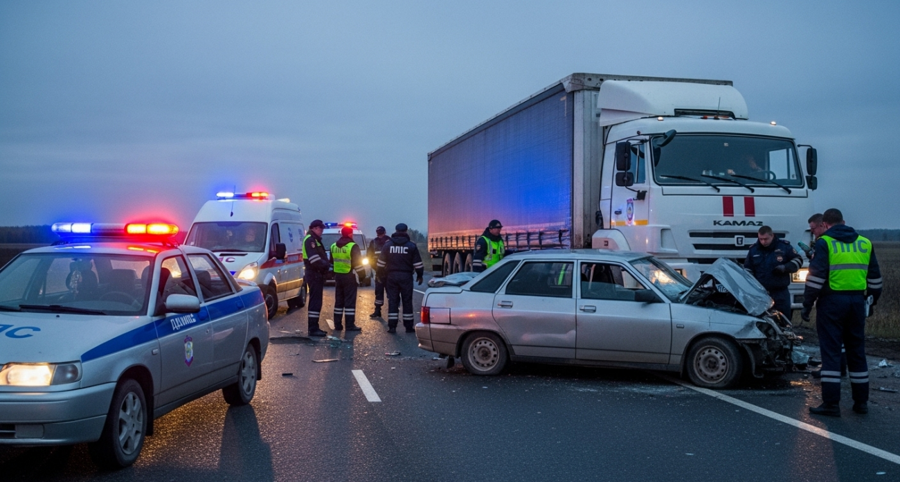25-летний водитель ВАЗа протаранил КамАЗ на М-4: пострадали дети 2 и 3 лет