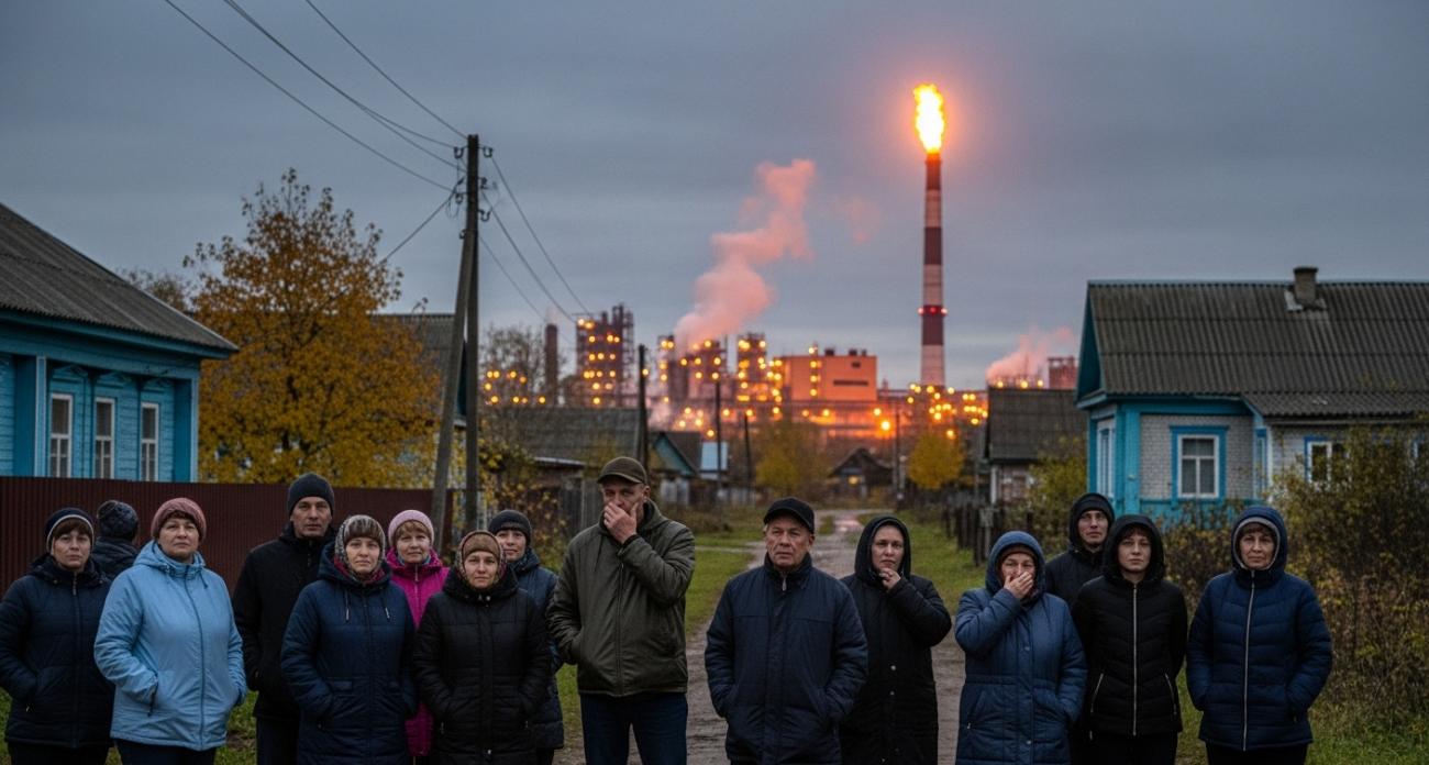 Жители сел под Воронежем заметили столб огня из трубы завода и пожаловались на химический запах