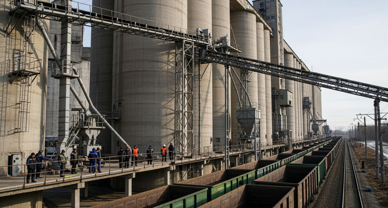 Элеватор на 60 тысяч тонн зерна с собственной железной дорогой продают за 550 млн